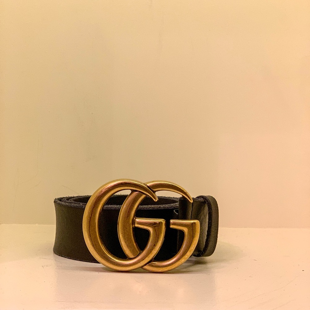 Gucci black wide leather belt 90 M 1.5 width